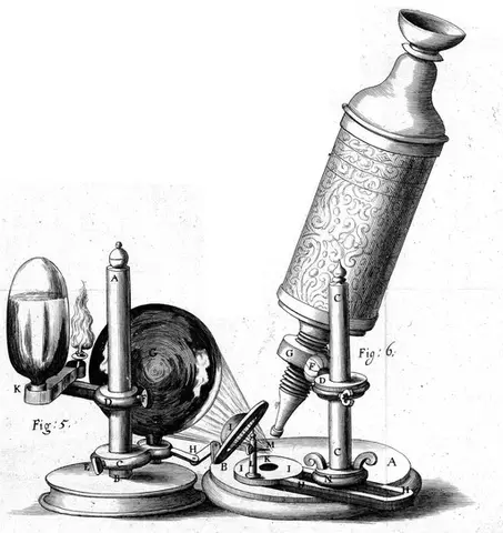 Robert Hooke, Micrographia, detail: microscope