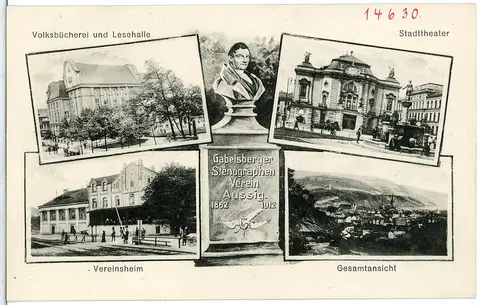 14630-Aussig-1912-verschiedene Stadtansichten-Brück & Sohn Kunstverlag