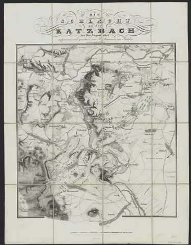 Karte von der Schlacht an der Katzbach (bei Legnica) in Schlesien 1813 1:25 000, Kupferstich, 1821