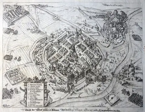 Kupferstich - Pilsen - Belagerung - Keller - 1619